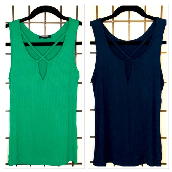 Ambiance Tops - $10 SALE! Lot of 2 Rayon Spandex Stretch Tank Tops Career Transitional Pieces